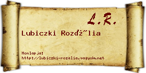 Lubiczki Rozália névjegykártya